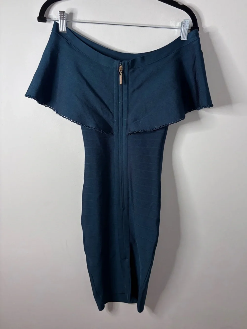 Marciano Off-Shoulder Ruffle Midi Dress in Teal - Picture 7 of 7